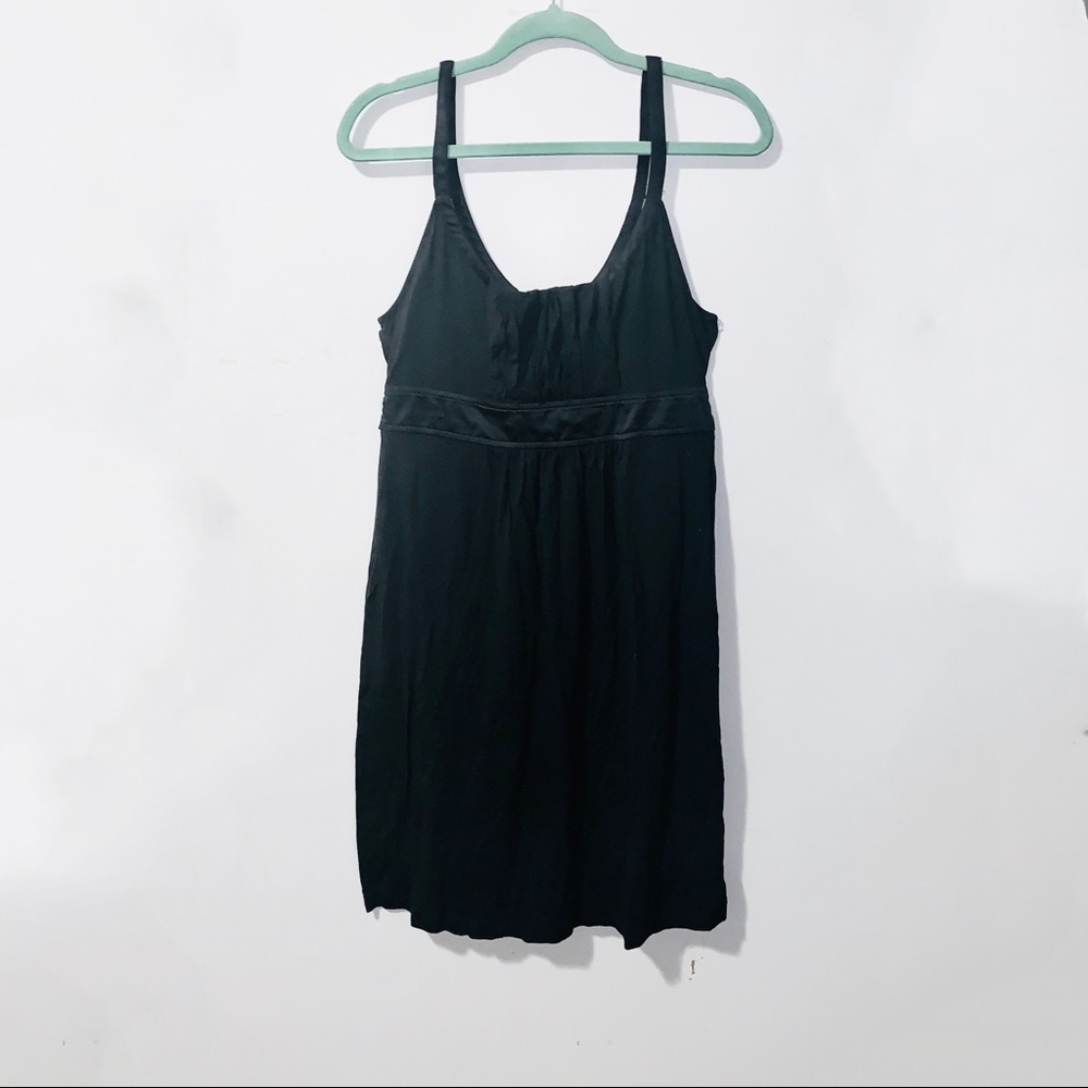 AEO Black Front Ruched Satin Sash Cocktail Dress